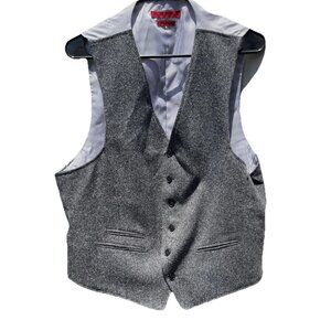 John Varvatos USA Black Gray Button Up Classic Suit Vest Men's Sz L